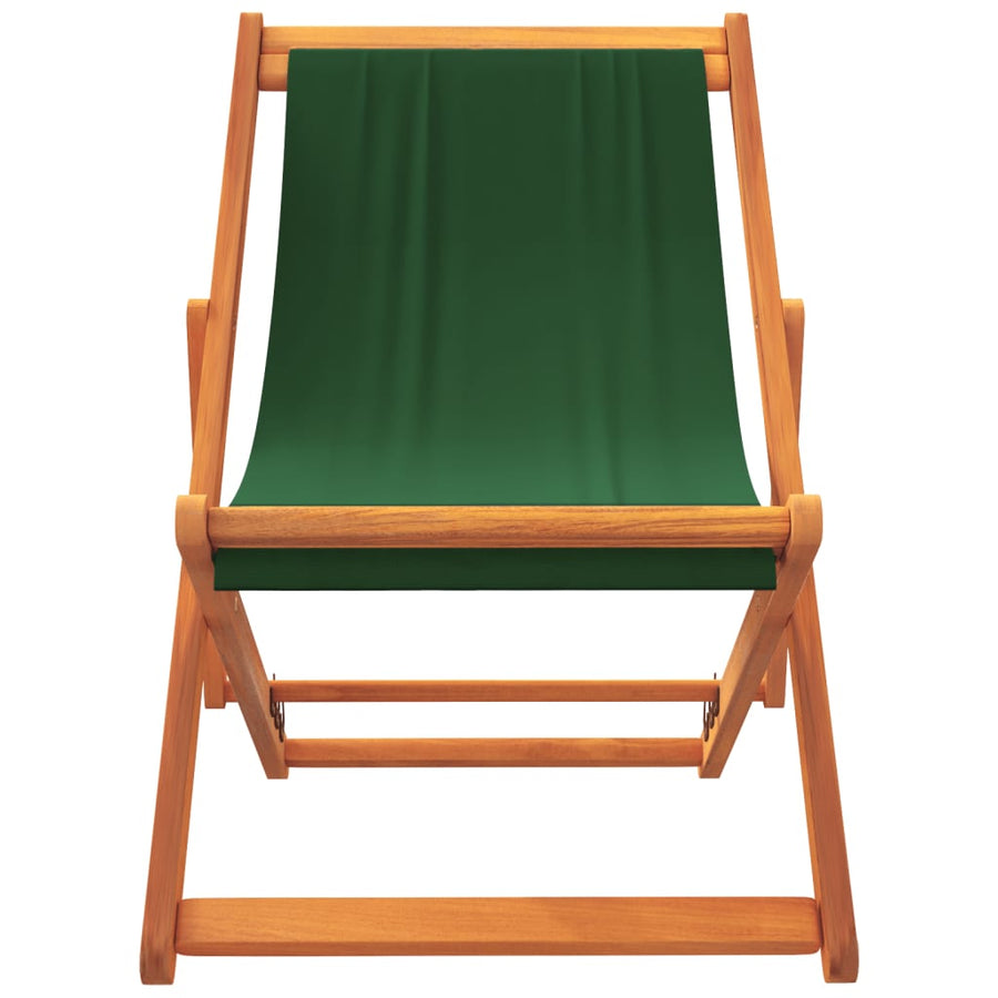 Folding Chairs 2 pcs Green Fabric