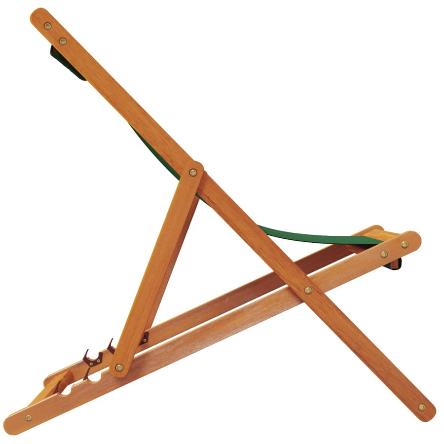 Folding Chairs 2 pcs Green Fabric