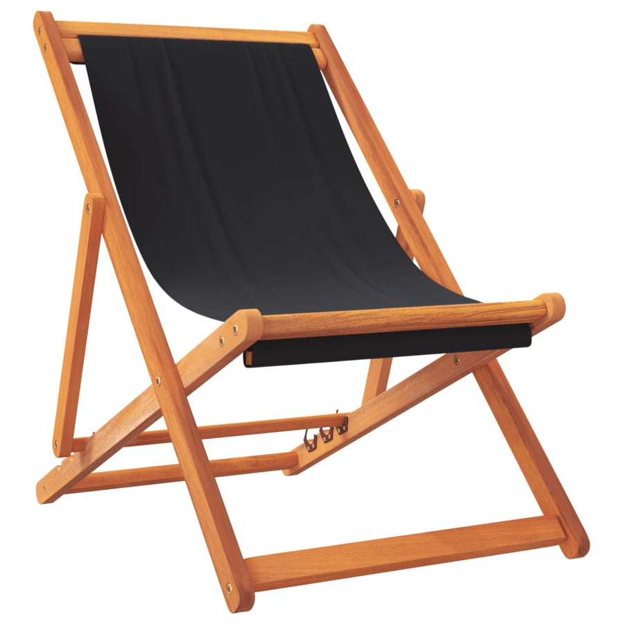 Folding Chairs 2 pcs Black Fabric