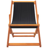 Folding Beach Chairs 2 pcs Black Fabric - Top-Down View