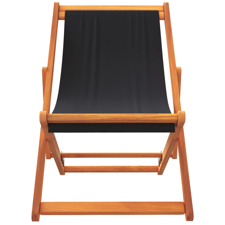 Folding Chairs 2 pcs Black Fabric