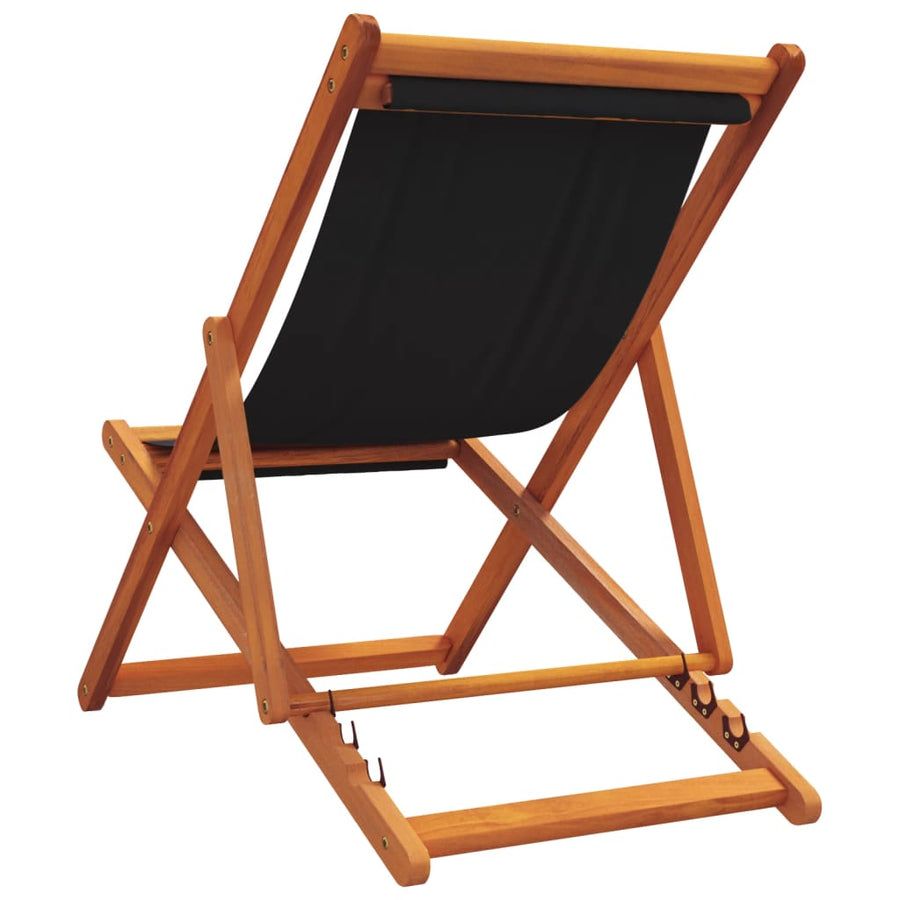 Folding Chairs 2 pcs Black Fabric