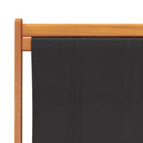 Folding Beach Chairs 2 pcs Black Fabric - Low Angle