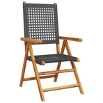 Reclining Folding Chairs 6 pcs Black Poly Rattan and Solid Wood