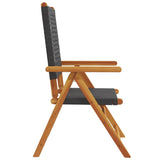 Reclining Garden Chairs 6 pcs Black Poly Rattan and Solid Wood - 45-Degree Angle