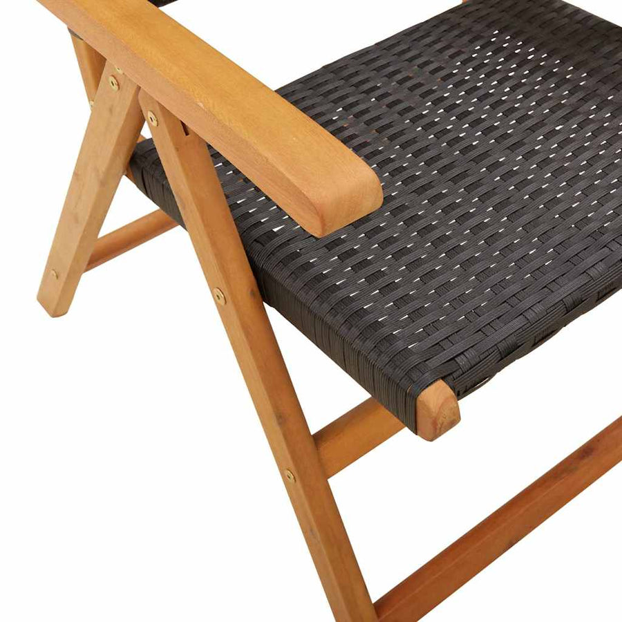 Reclining Folding Chairs 6 pcs Black Poly Rattan and Solid Wood