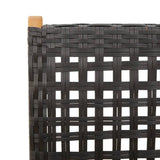 Reclining Garden Chairs 6 pcs Black Poly Rattan and Solid Wood - Extra Image