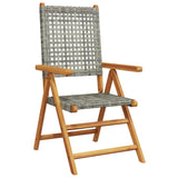 Reclining Garden Chairs 6 pcs Grey Poly Rattan and Solid Wood - Side View