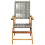 Reclining Garden Chairs 6 pcs Grey Poly Rattan and Solid Wood - Top-Down View