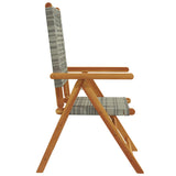 Reclining Garden Chairs 6 pcs Grey Poly Rattan and Solid Wood - 45-Degree Angle