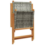 Reclining Garden Chairs 6 pcs Grey Poly Rattan and Solid Wood - Close-Up Angle