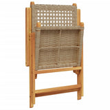 Reclining Garden Chairs 4 pcs Beige Poly Rattan and Solid Wood