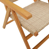 Reclining Garden Chairs 6 pcs Beige Poly Rattan and Solid Wood - Low Angle