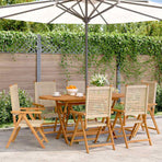 Reclining Folding Chairs 6 pcs Beige Poly Rattan and Solid Wood