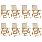 Reclining Folding Chairs 8 pcs Beige Poly Rattan and Solid Wood