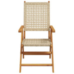 Reclining Folding Chairs 8 pcs Beige Poly Rattan and Solid Wood