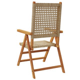 Reclining Folding Chairs 8 pcs Beige Poly Rattan and Solid Wood