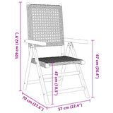 Reclining Folding Chairs 8 pcs Beige Poly Rattan and Solid Wood - Extra Image