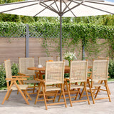 Reclining Folding Chairs 8 pcs Beige Poly Rattan and Solid Wood