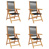 Reclining Garden Chairs 4 pcs Black Solid Wood Acacia
