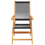 Reclining Garden Chairs 6 pcs Black Solid Wood Acacia - Top-Down View
