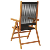 Reclining Garden Chairs 6 pcs Black Solid Wood Acacia - Rear View