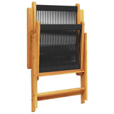 Reclining Garden Chairs 6 pcs Black Solid Wood Acacia - Close-Up Angle