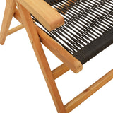 Reclining Garden Chairs 6 pcs Black Solid Wood Acacia - Low Angle