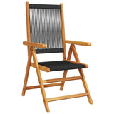 Reclining Garden Chairs 8 pcs Black Solid Wood Acacia - Side View