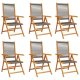 Reclining Garden Chairs 6 pcs Grey Solid Wood Acacia - Front View