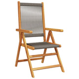 Reclining Garden Chairs 6 pcs Grey Solid Wood Acacia - Side View