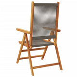 Reclining Garden Chairs 6 pcs Grey Solid Wood Acacia - Rear View