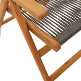 Reclining Garden Chairs 6 pcs Grey Solid Wood Acacia - Low Angle