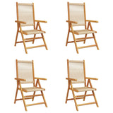 Reclining Garden Chairs 4 pcs Beige Solid Wood Acacia - Front View