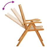 Reclining Folding Chairs 4 pcs Beige Solid Wood Acacia - Extra Image
