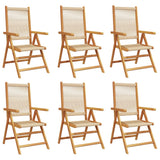 Reclining Garden Chairs 6 pcs Beige Solid Wood Acacia - Front View