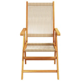 Reclining Garden Chairs 6 pcs Beige Solid Wood Acacia - Top-Down View