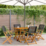 Folding Chairs 4 pcs Black Poly Rattan and Solid Wood