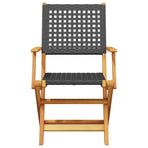 Folding Chairs 6 pcs Black Poly Rattan and Solid Wood
