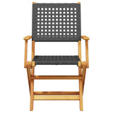 Folding Garden Chairs 6 pcs Black Poly Rattan and Solid Wood - Top-Down View