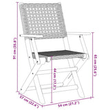 Folding Garden Chairs 6 pcs Black Poly Rattan and Solid Wood