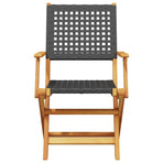 Folding Chairs 8 pcs Black Poly Rattan and Solid Wood