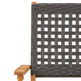 Folding Garden Chairs 8 pcs Black Poly Rattan and Solid Wood - Extra Image