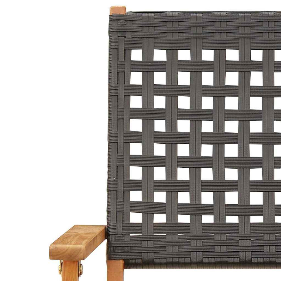 Folding Chairs 8 pcs Black Poly Rattan and Solid Wood