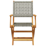 Folding Garden Chairs 6 pcs Grey Poly Rattan and Solid Wood