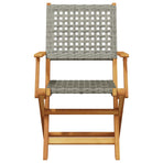 Folding Chairs 6 pcs Grey Poly Rattan and Solid Wood