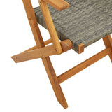 Folding Garden Chairs 6 pcs Grey Poly Rattan and Solid Wood - Low Angle