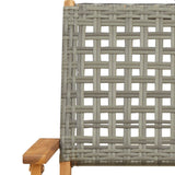 Folding Garden Chairs 6 pcs Grey Poly Rattan and Solid Wood - Extra Image