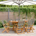 Folding Chairs 6 pcs Grey Poly Rattan and Solid Wood