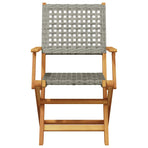 Folding Chairs 8 pcs Grey Poly Rattan and Solid Wood